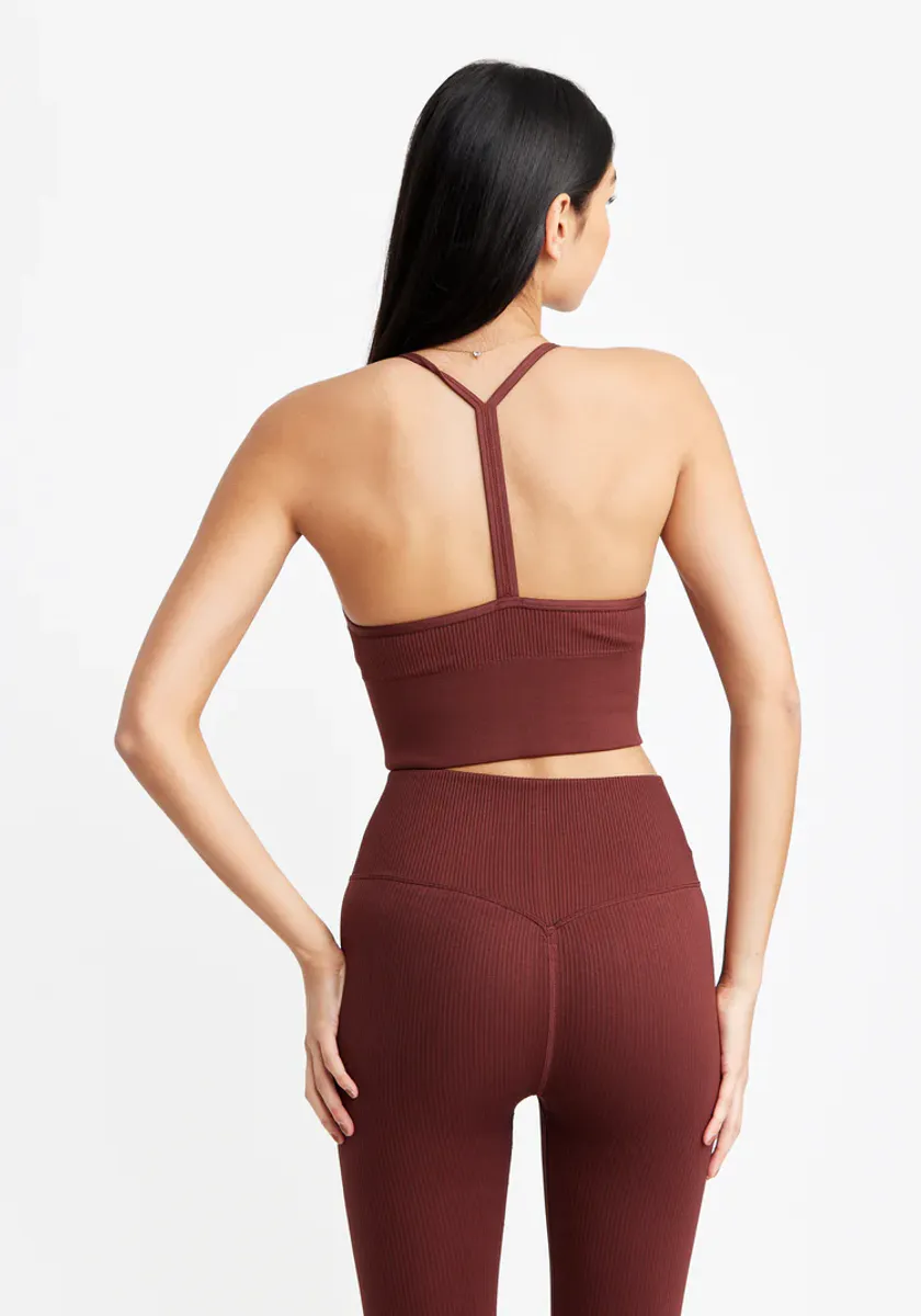 Ribbed Seamless V Bra