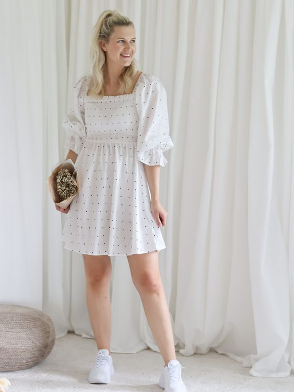 Balloon Sleeve Smocked Dress