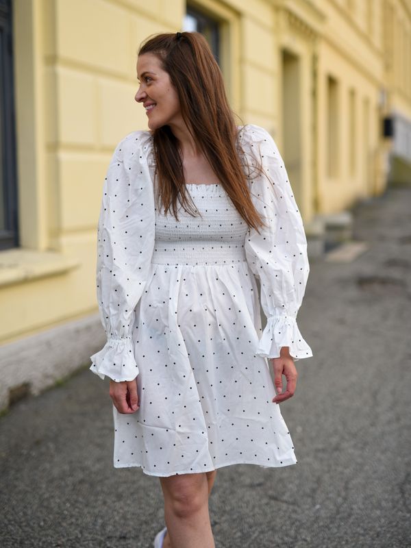 Balloon Sleeve Smocked Dress